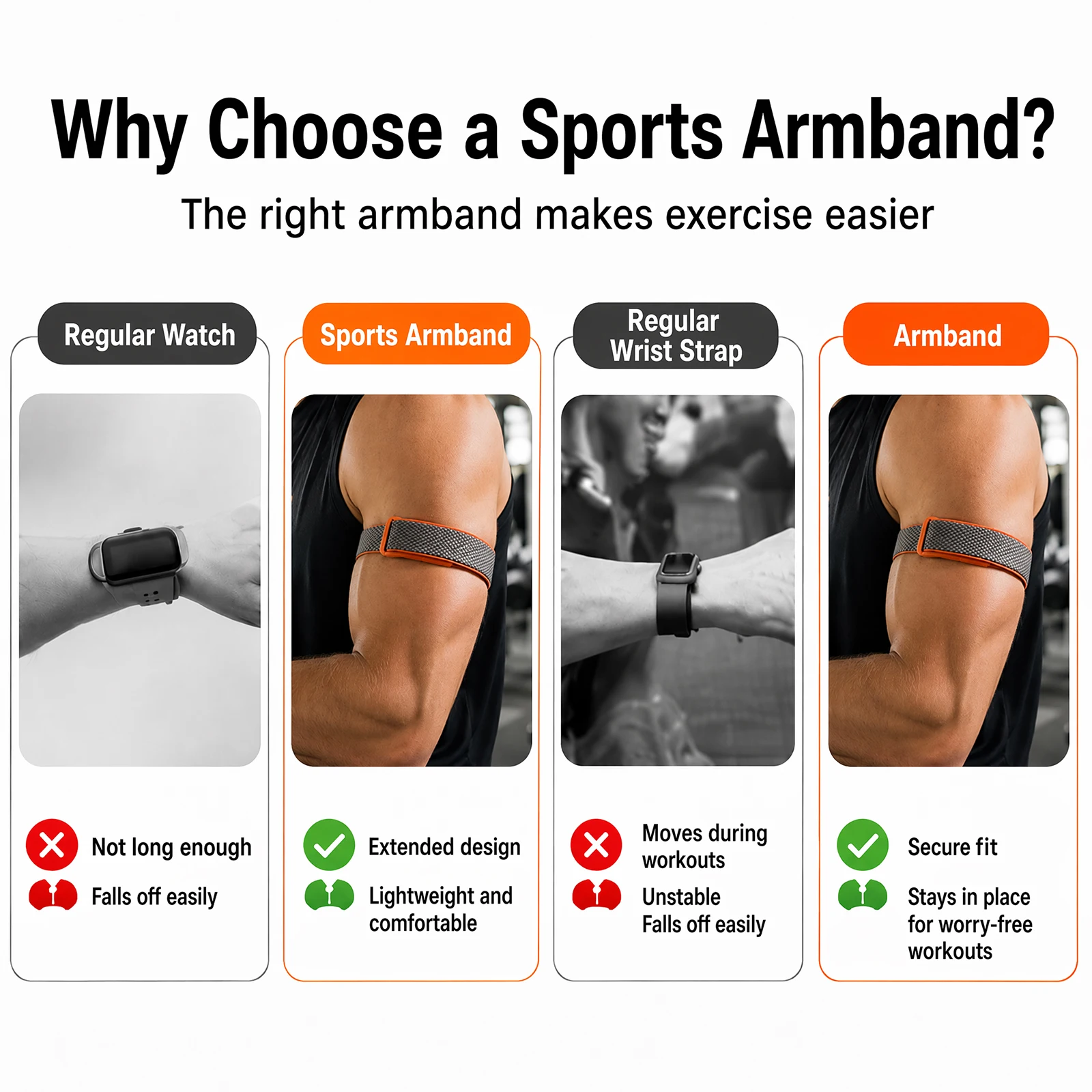 Breathable Nylon Bicep Armband - Adjustable Elastic Sport Strap for Running & Gym Fitness