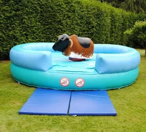 Outdoor Commercial Mechanical Bull Inflatable Mat Adults Bullfight Inflatable Games With Free Mattress