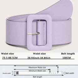 Women's Wide PU Leather Belt - Luxury Designer Fashion Accessory in Black and Pink - 100cm (PURPLE)