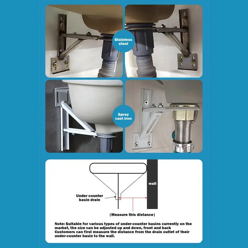 Undercounter Sink Supports Bathroom Sink Basin Support Bracket Kitchen Sink Bracket 9-12.5inch Adjustable Triangle Bracket 4