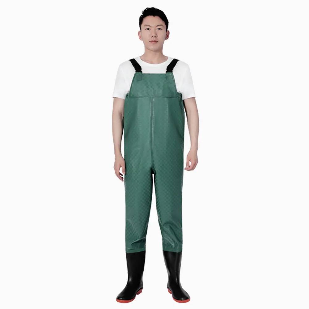Fashion Adjustable Fishing Waders-Waterproof Fishing Pants with Bootfoot Shoes Outdoors Man Water Accessories,Green