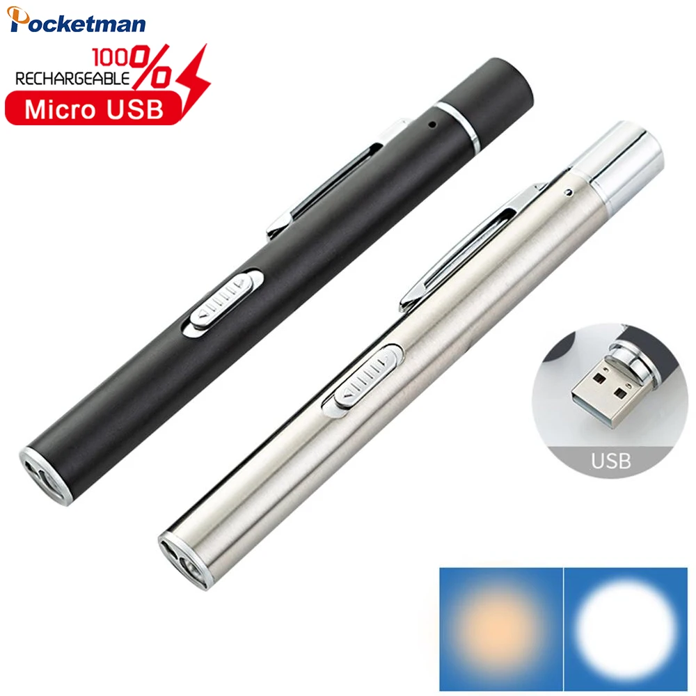 PortableMedicalFirstAidPenLightLEDFlashlightWorkLightWithPupilGaugeMeasurement
