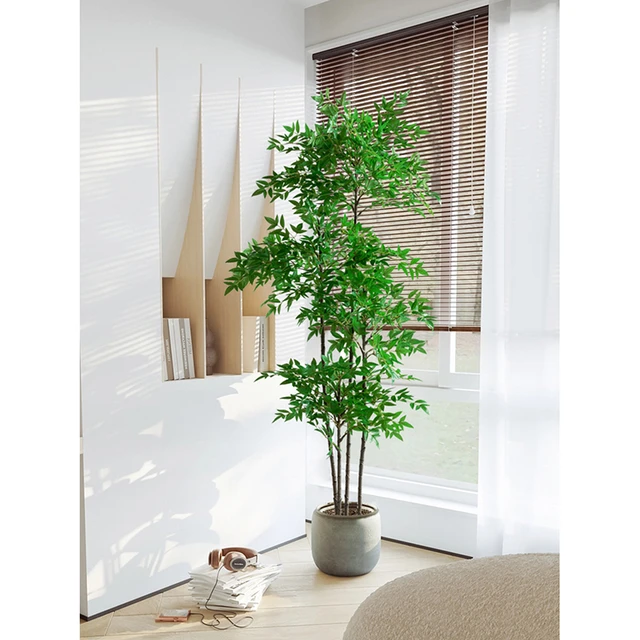 Plantas artificiales grandes para decoración del hogar, rama de Nandina,  palmera Tropical, árbol de bambú falso