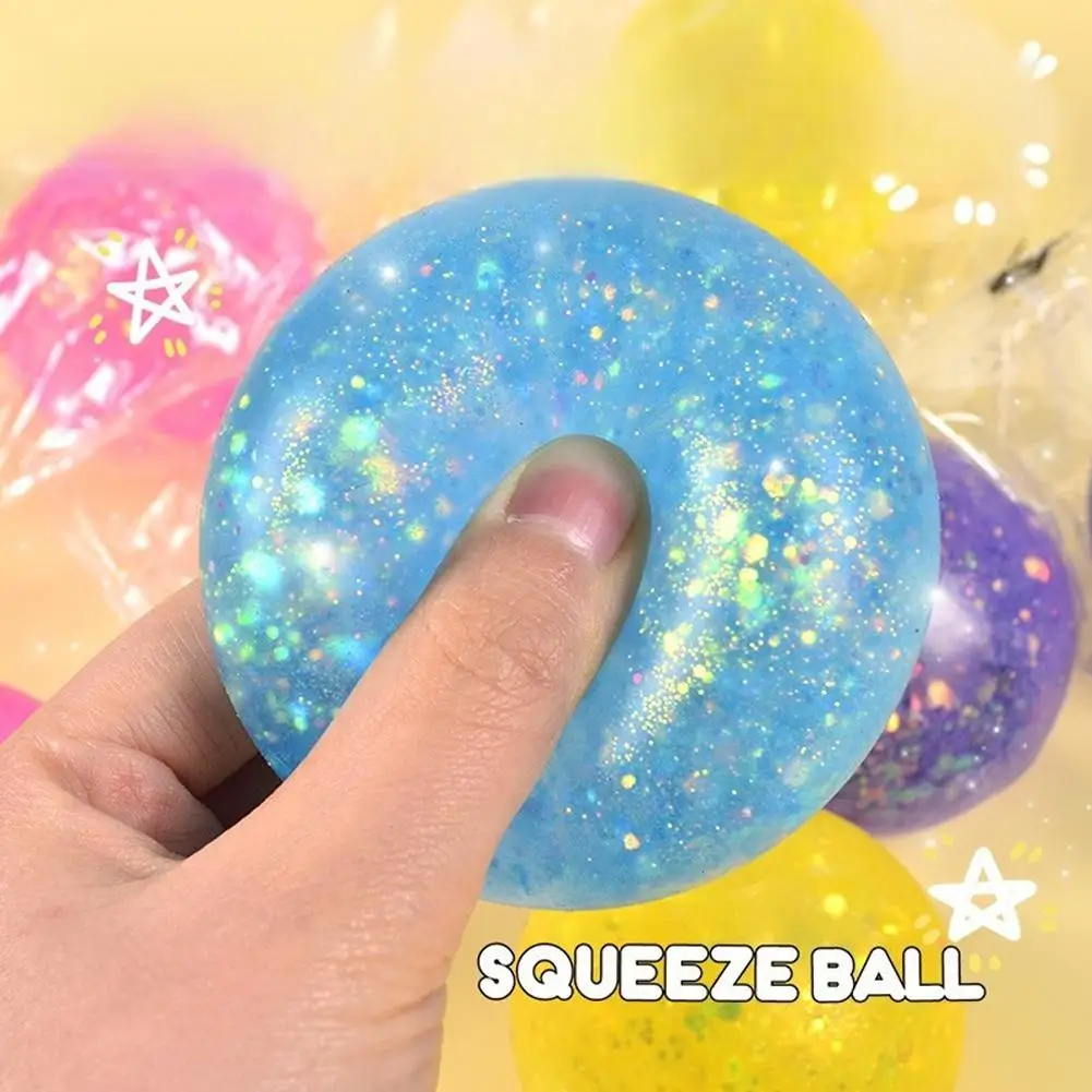 Glitter stressverlichtend speeltje 6 cm TPR-materiaal met kleverige textuur, rekbaar, sensorisch friemelspeeltje voor kinderen en volwassenen, bureaudecoratie, niet giftig M6H9_voghion.com