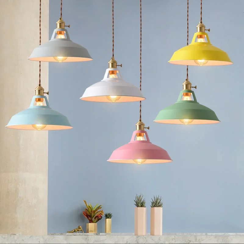 Pendant Light Retro Industrial Colorful Restaurant Kitchen Home Ceiling Lamp Vintage Hanging Light Lampshade Decorative Lamps pendant lights ceiling light pendant lamp vintage pendant lights rope pendant lamp