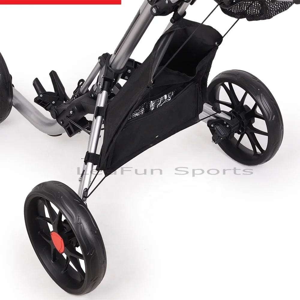 Push Golf Trolley With Big Free Wheels ,Aluminium Frame Including The Foot Brake,Score Card Holder,easy Fold System