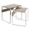 "Tea Side Nesting Tables: Stainless Steel & Walnut, Modern Design" 1