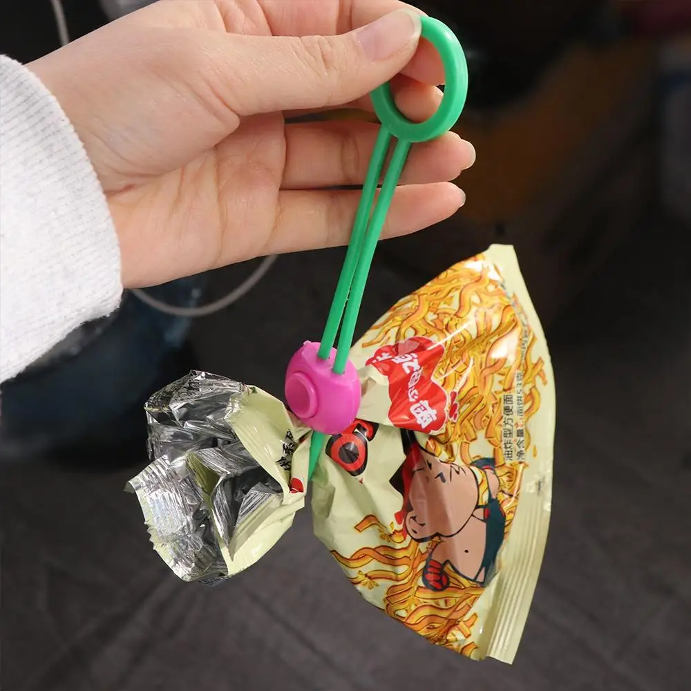 실리콘 백 마개 끈 걸이형 재사용 가능 휴대용 밀봉 클립 탄력 있는 누수 방지 신선도 유지 백 클립 포장 백