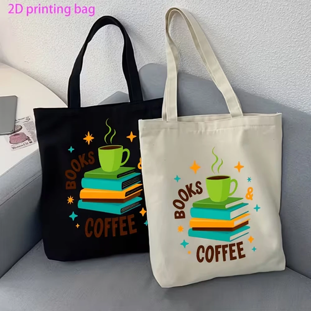 Book Lover's Coffee-Themed Reusable Tote – Perfect Gift for Readers and Coffee Enthusiasts