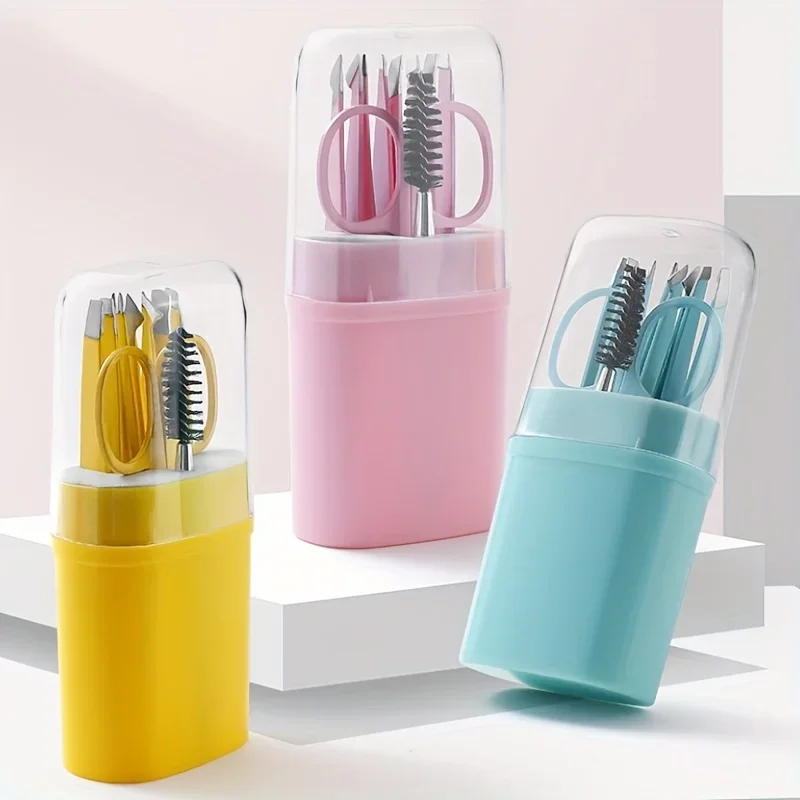 6PCS Stainless Steel Eyebrow Clip Set with Storage Box Eyebrow Trimmer Hair Remover Eyelash Curler Makeup Tool Beauty Tool