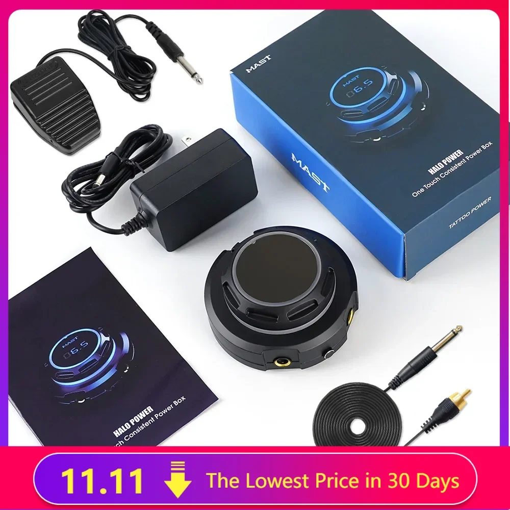 Tattoo Accessories Tattoo Power Supply Mast Tattoo OLED White Display Screen Power Supply Set With Mini Foot Pedal Clip Cord