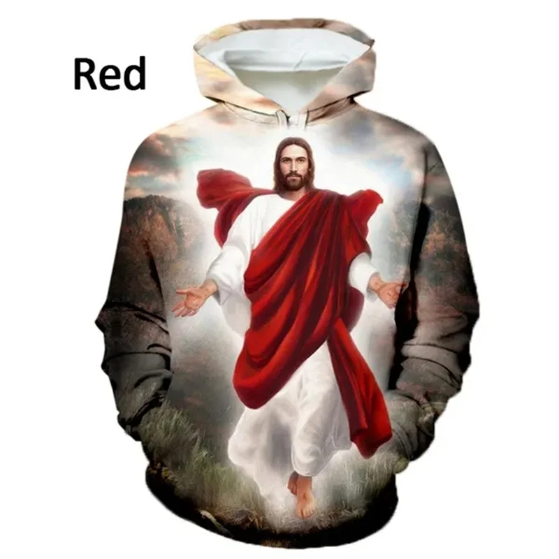 thumbnail image 1 of Sudadera con capucha y sudaderas con estampado 3D de la cruz de la fe cristiana para hombres y mujeres, sudadera informal con capucha y gráfico de Dios Jesús, 1 of 4