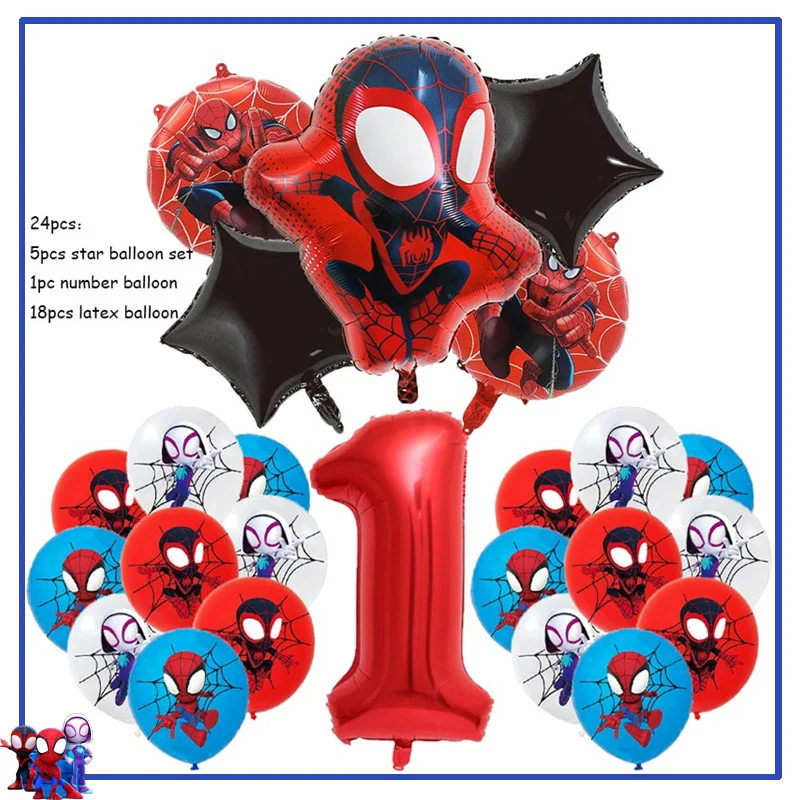 thumbnail image 1 of Nuevos suministros para decoración de fiesta de cumpleaños de Spidey y sus increíbles amigos Globos de Spidey Servilletas de papel Vasos Platos Baby Shower Niños, 1 of 5