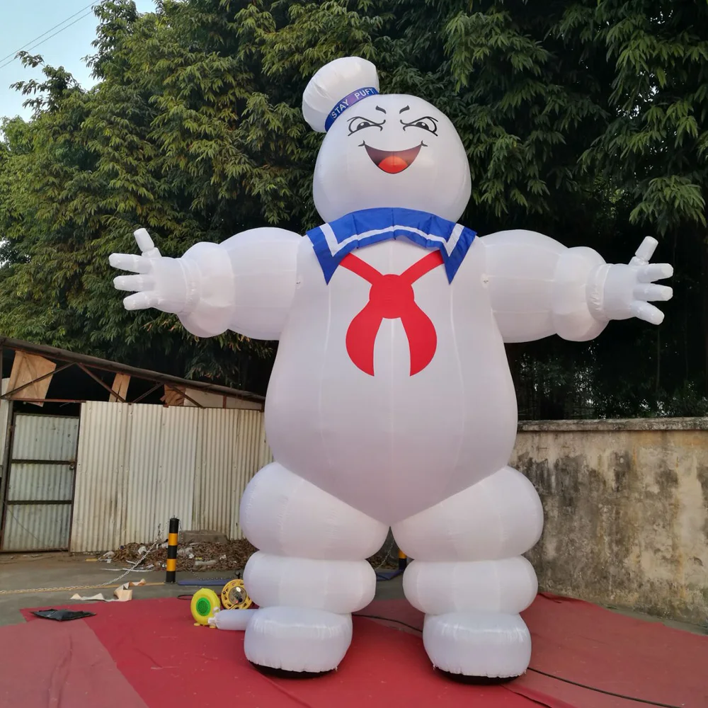 10ft-26ft Tall Giant Inflatable Stay Puft Marshmallow Man With LED Lights Halloween Ghostbusters Model For Outdoor Decor 2