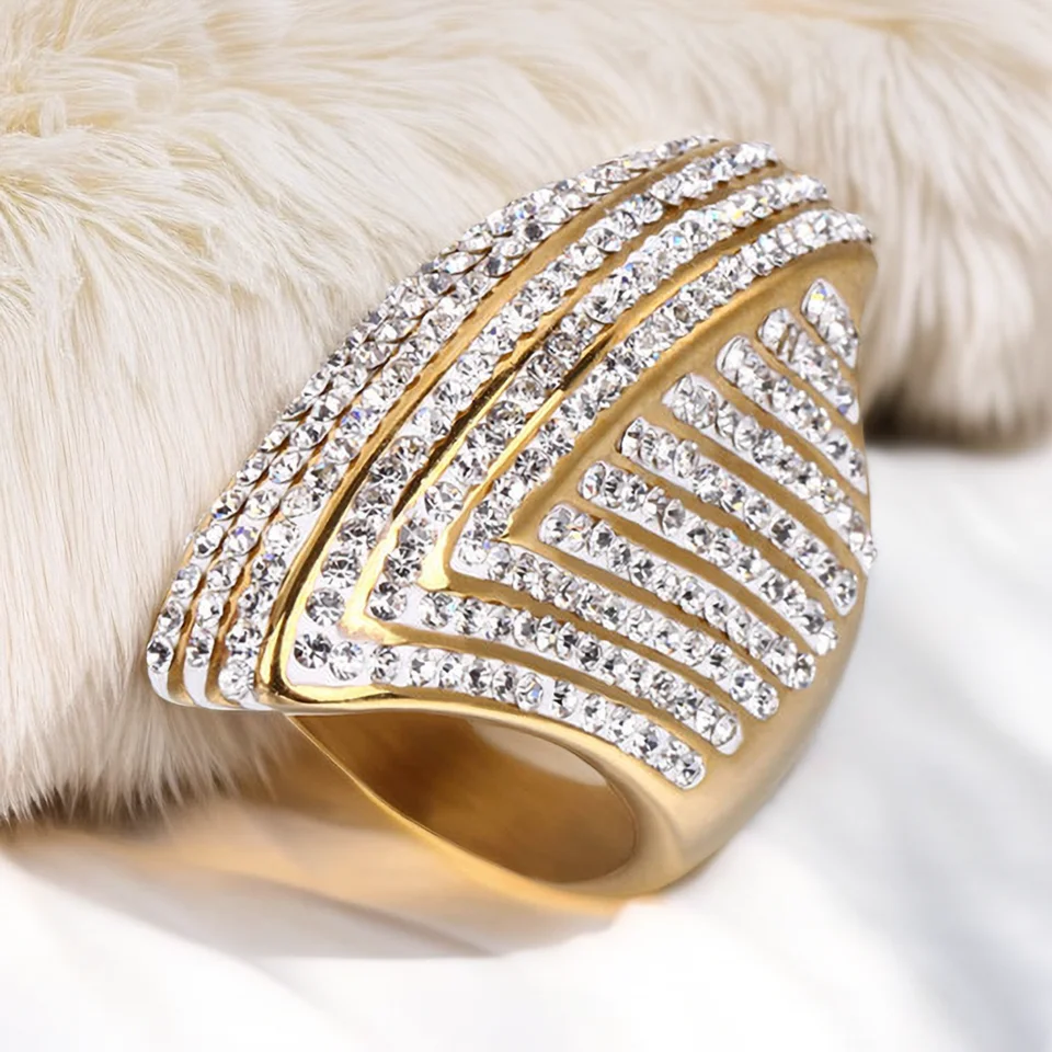 Oval Golden Stone Cocktail Ring | Large Women's Silver & Gold Plated Statement Ring