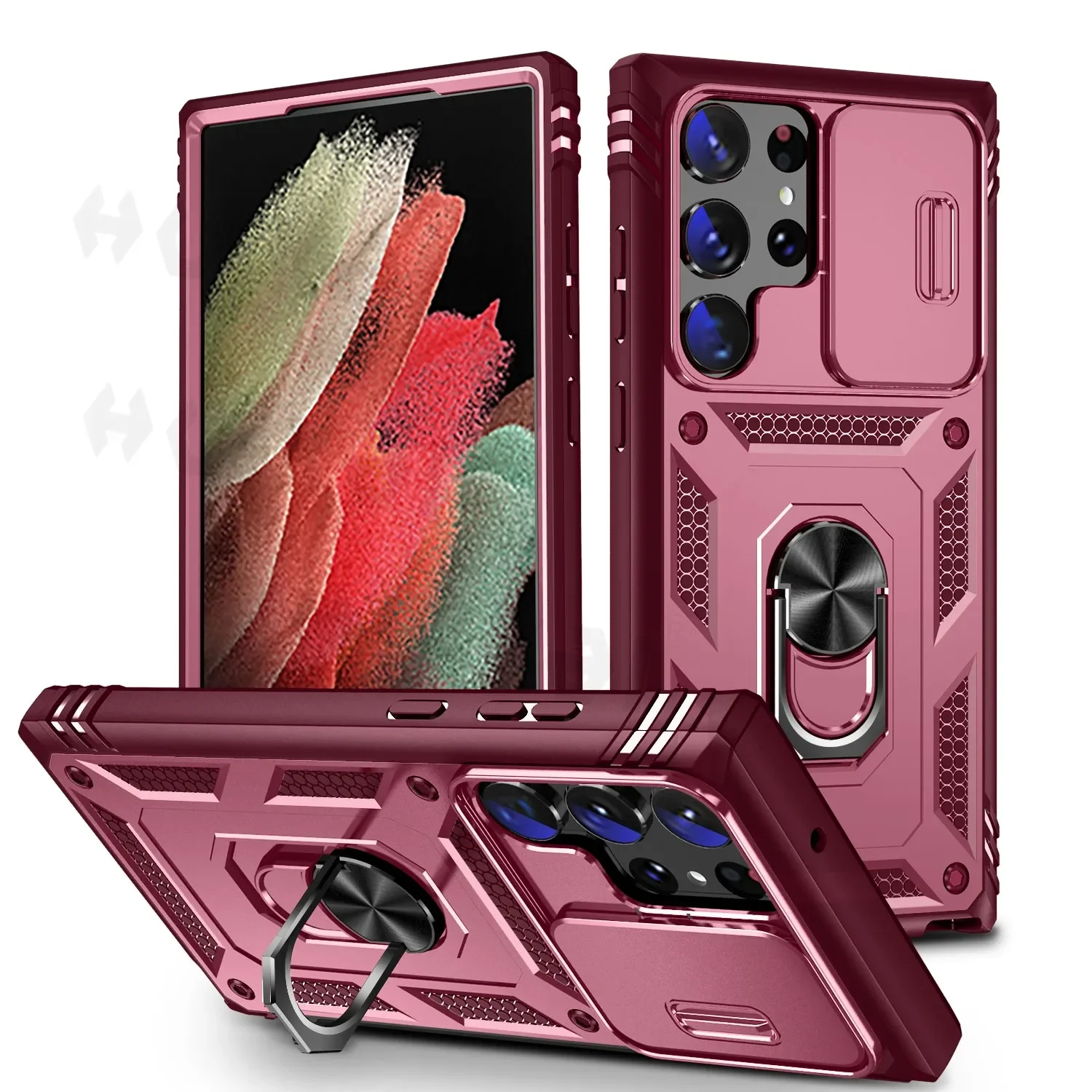 thumbnail image 1 of Camera Slide Lens Case For Samsung Galaxy S24 Ultra S23 Ultra S22 Plus S23 FE S21 A14 A54 A52S A34 Protective Grade Rugged Cover, 1 of 5