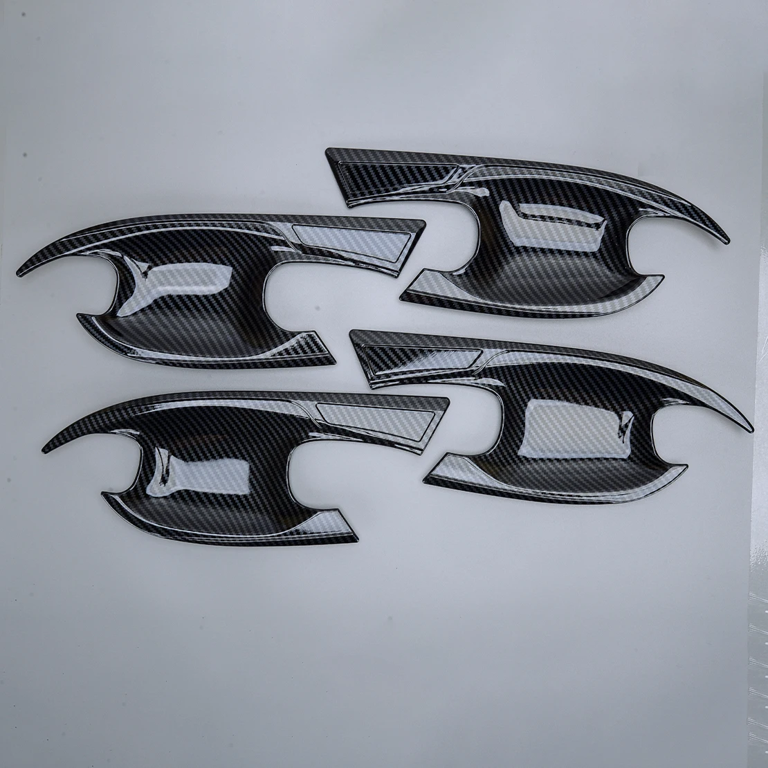 4Pcs Car Exterior Side Door Bowl Cup Cover Trim Fit For Hyundai Santa Cruz 2022-2023 Black Carbon Fiber Style Abs