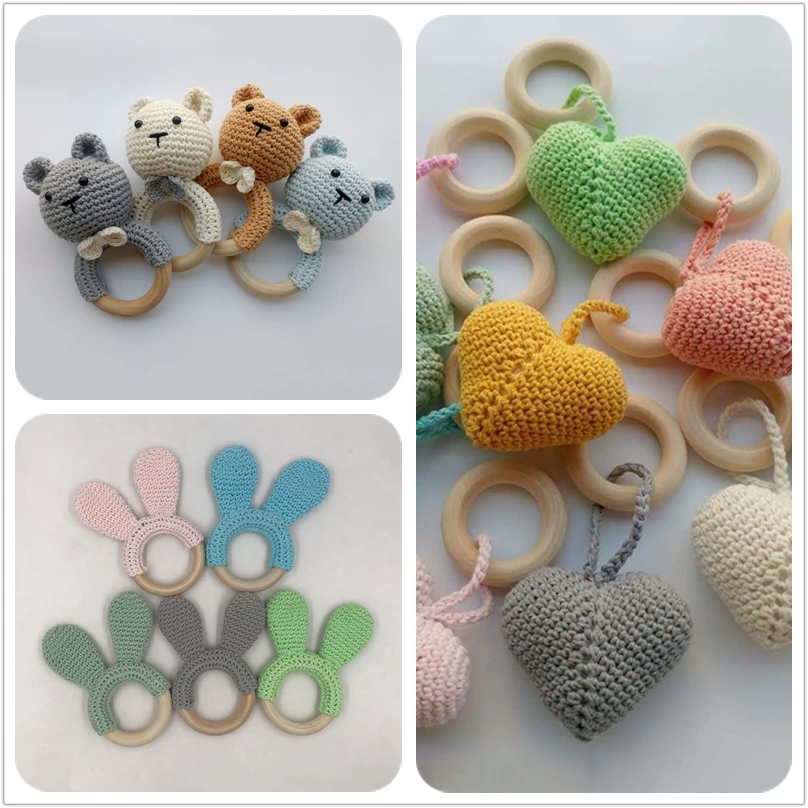 

1pc Safe Wooden Toys Mobile Pram Crib Ring DIY Crochet Rattle Soother Bracelet Jewelry Making Handmade Accessories
