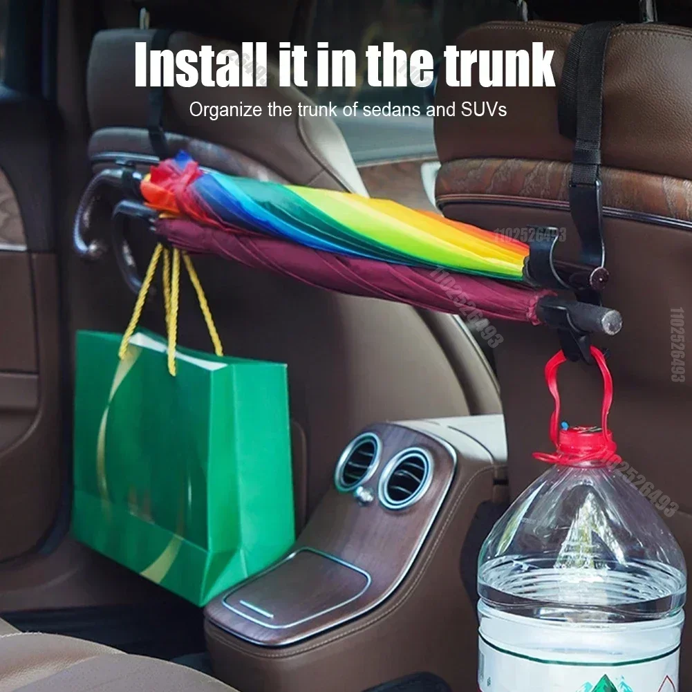 Black ABS Nylon Car Seat Back Hooks for Umbrella Storage
