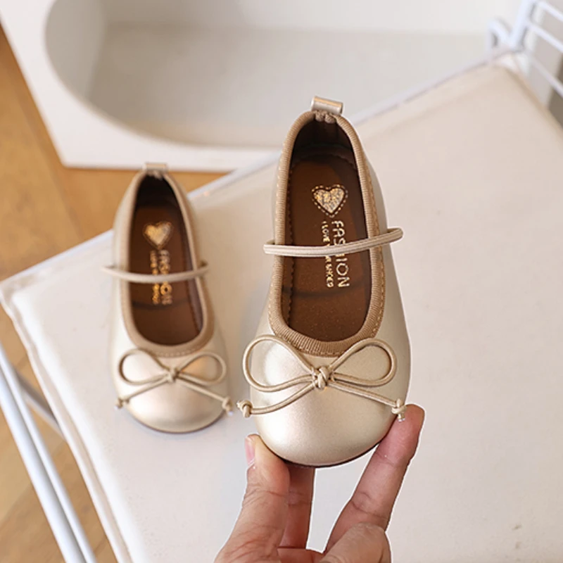 Girls Leather Korean Style Soft Flats