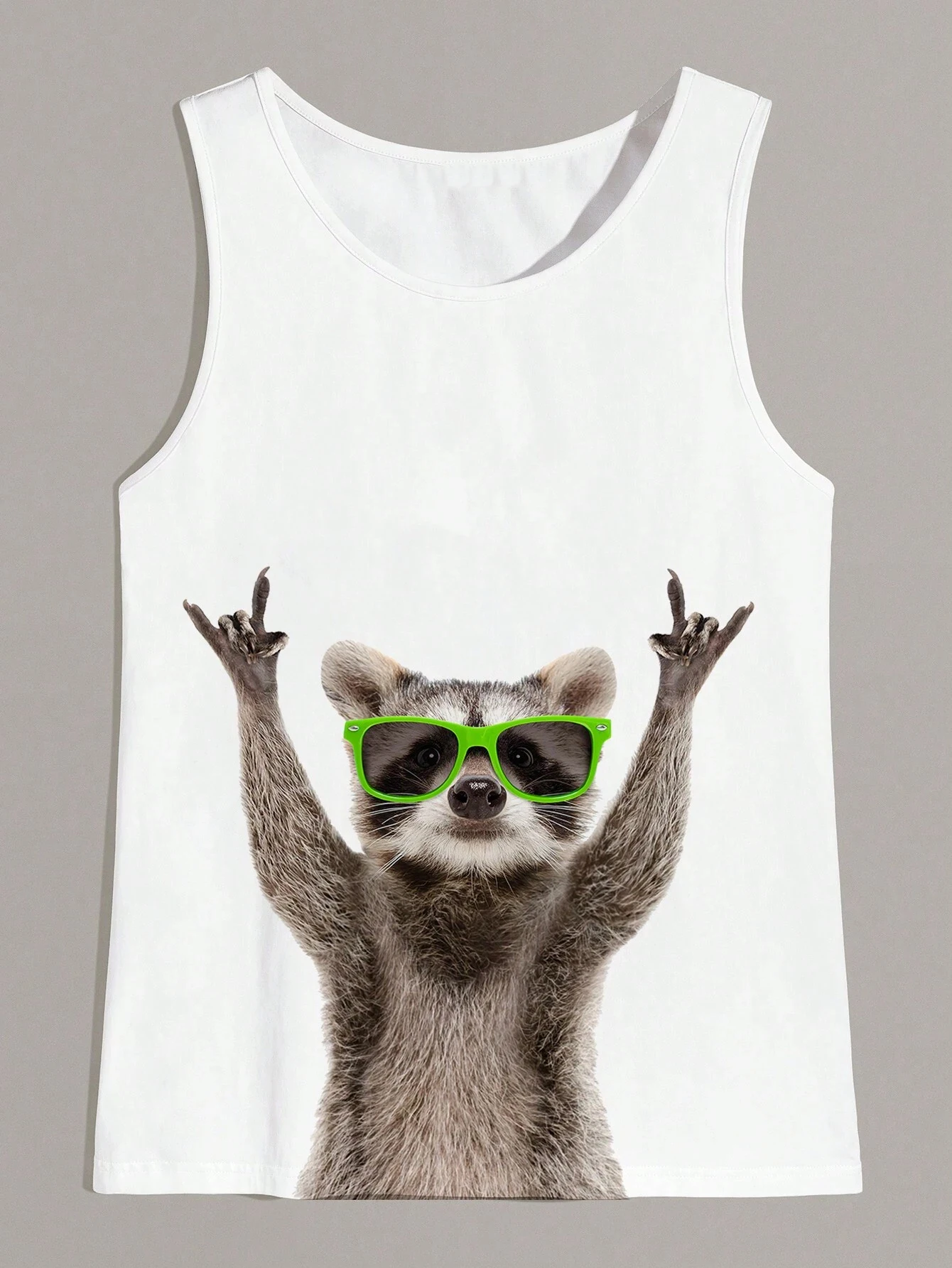 Hypemode Men's Raccoon Print O Neck Casual Versatile Vest Basketball Jersey Basketball Training Top Adult Children Men Clothing
