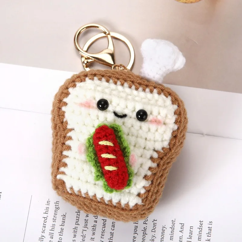 Weaving Series Toy Keychain Pendant, Strawberry Bread, Cucumber Cloud Shaped Creative and Interesting Backpack Decoration
