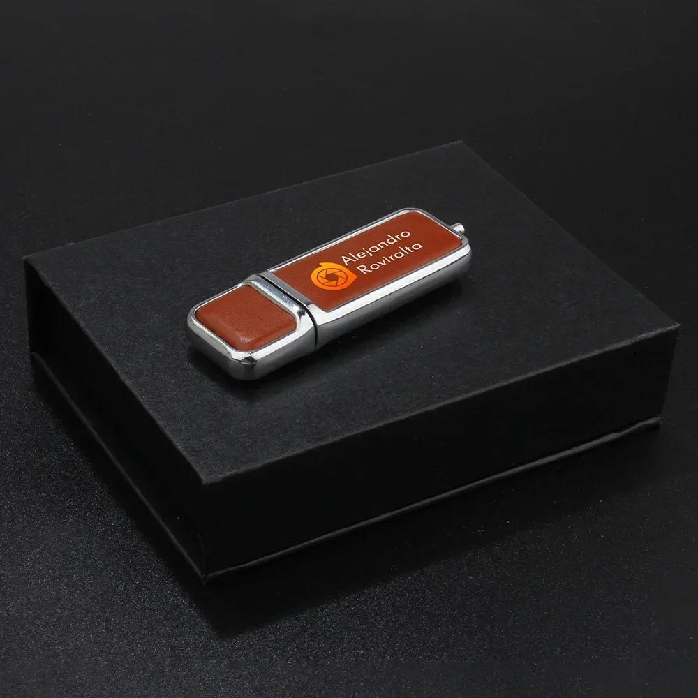 Jaster-usb 2.0 Flash Drives de Couro Marrom Logotipo Empresarial Pen Drive Fashion u Disk Cor Livre 128gb 64gb 32gb 64gb - Imagem 4