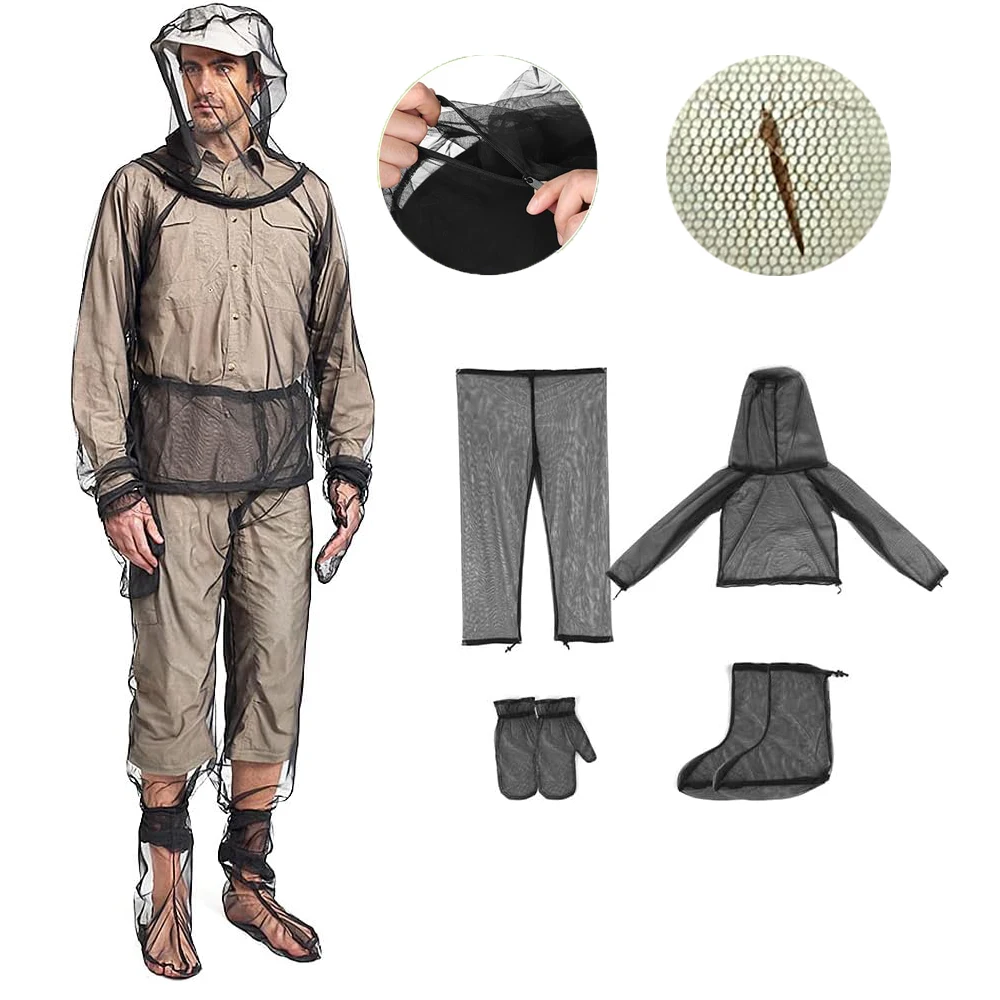 

Bee Mosquito Bites Clothing Net Suit Hoodie Pants Mittens Socks Lightweight Fine Mesh Full Body for Camping Hunting Fishing