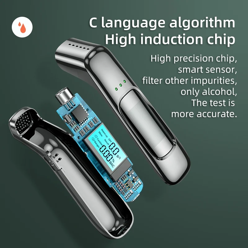 Non-contact Alcohol Tester High Precision Breathalyzer Alcometer USB Rechargeable LCD Display Digital Portable