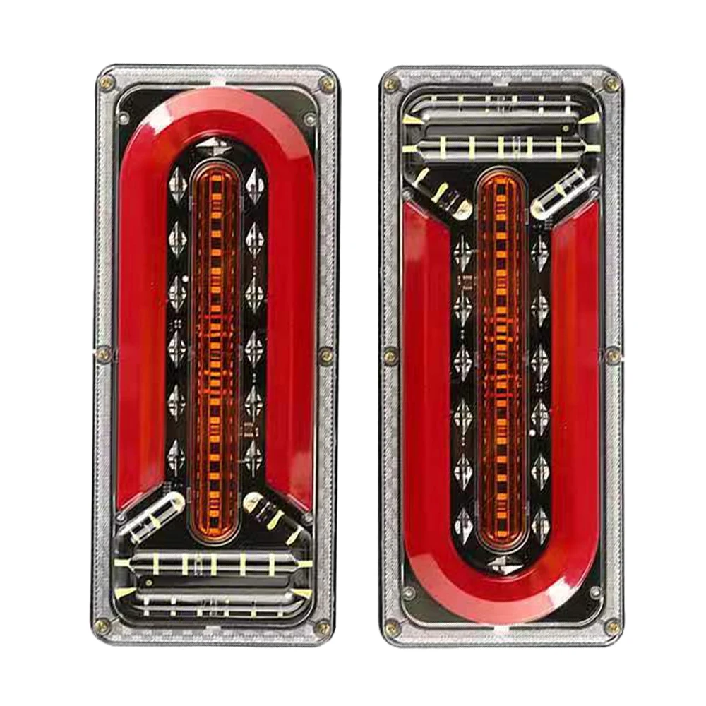 

2pcs 24V LED Dynamic Car Truck Rear Lamp Tail Light Brake Light Turn Signal Lamp For Trailer Van Boat RV Caravan Bus Lorry 33CM