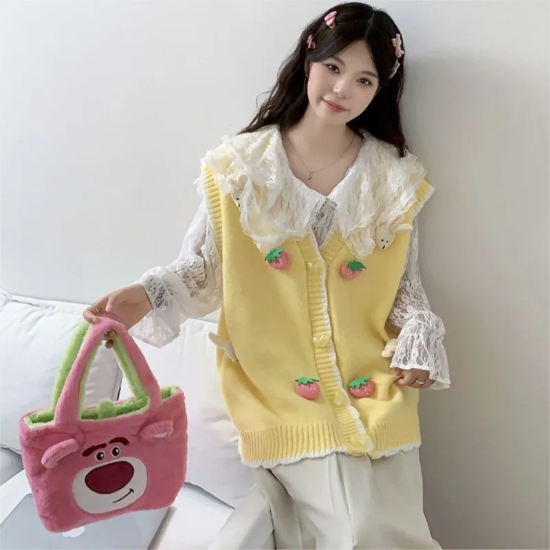 Creative Pregnant Women's Loose Round Neck Sleeveless Vest Maternity Knitted Sweater Coat Maternity Cute Vest Coat LH162