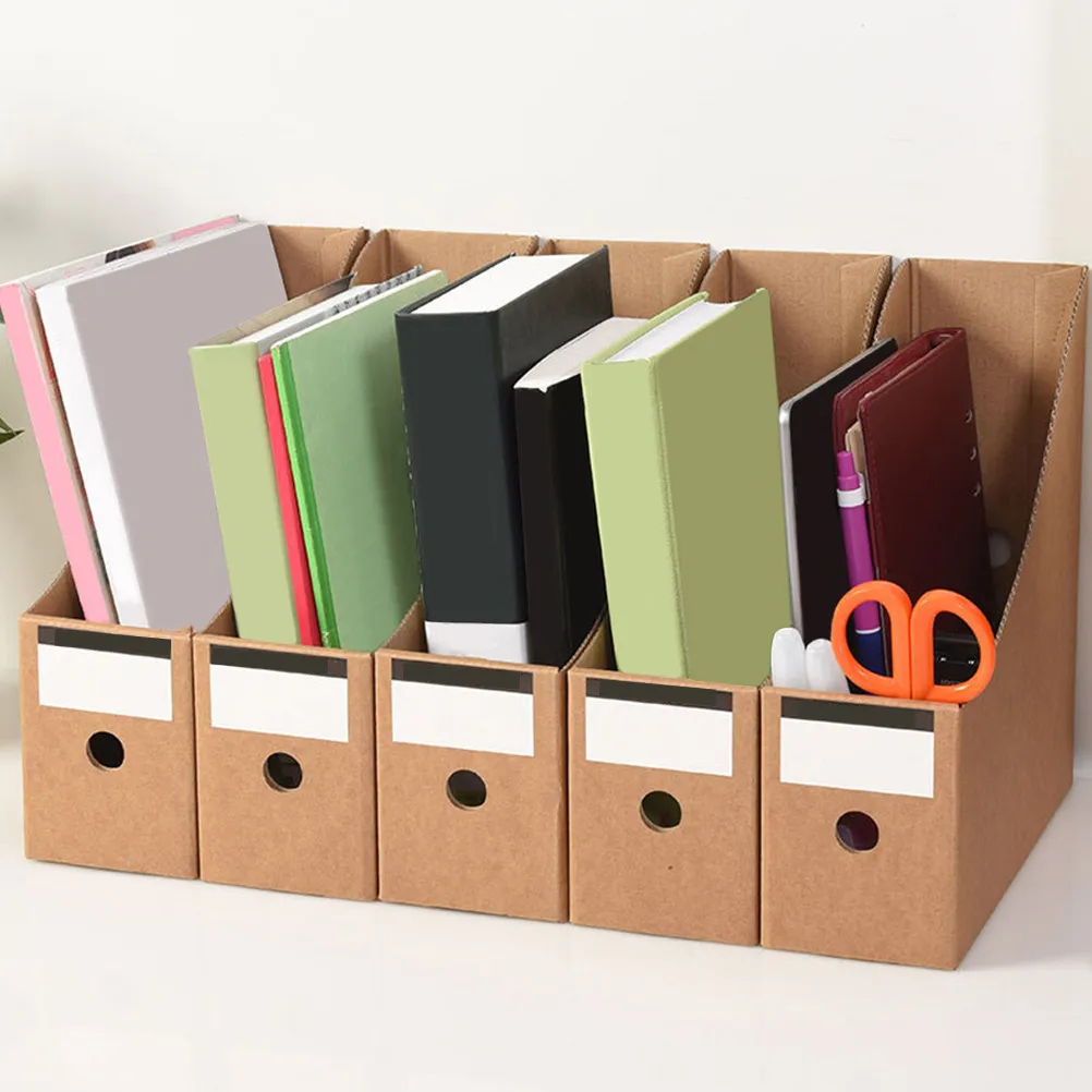 10 scatole per archiviazione documenti, organizer per documenti da ufficio, porta documenti da scrivania, porta documenti versatili in carta kraft per casa e ufficio - immagine 5