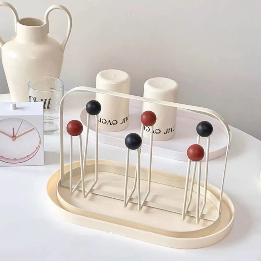 

Iron Art Bottle Cup Hanger Drying Rack 6 Hook Kitchen Organizer for Drinking Glass Containers with Protective Rubber Ends Hooks