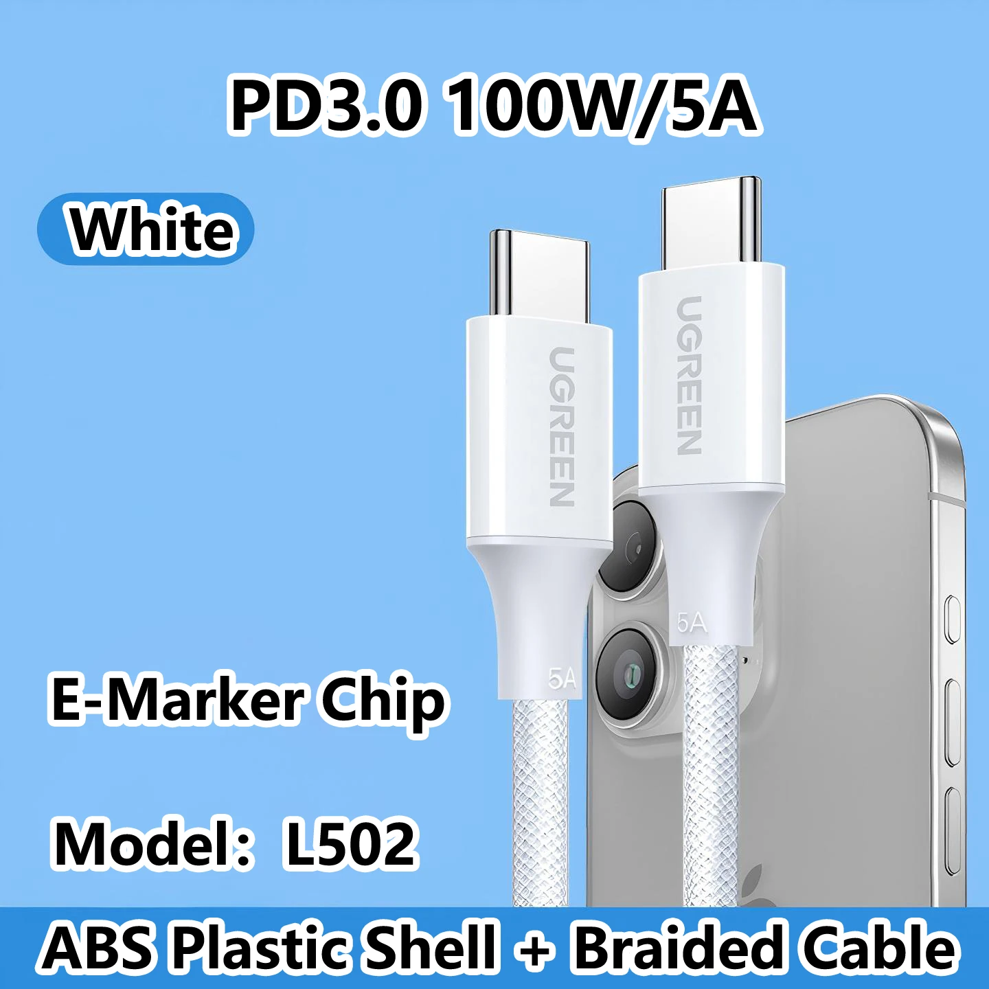 Premium UGREEN USB-C Fast Charging and Data Cable - Nylon Braided, Various Lengths