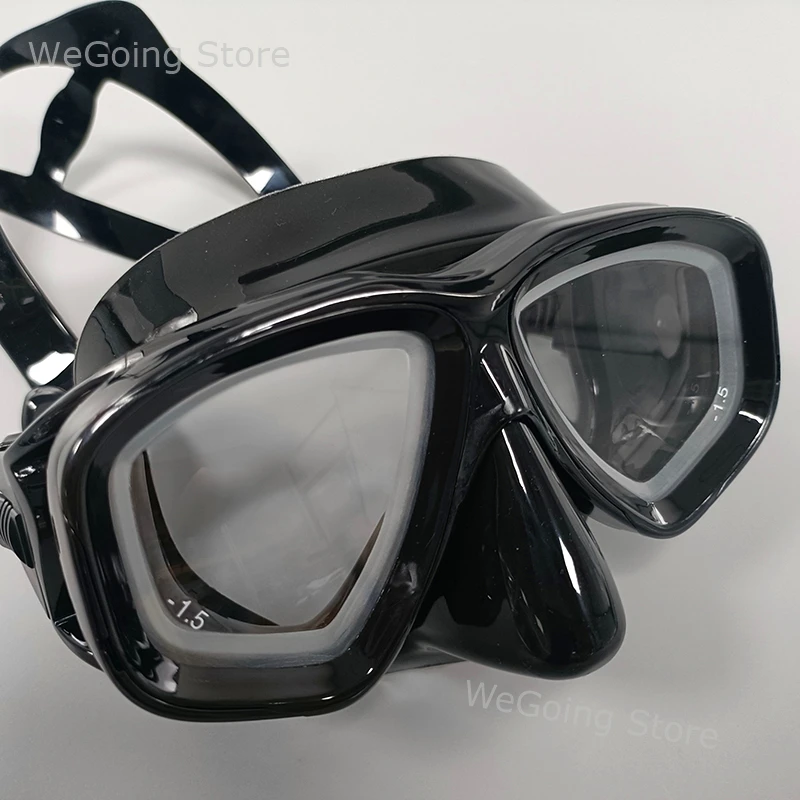 Corrective Tempered Glass Diving Goggles with Prescription Lens Swim Mask with Power Ranges from -1.0 to -8.0 for Short Sighted