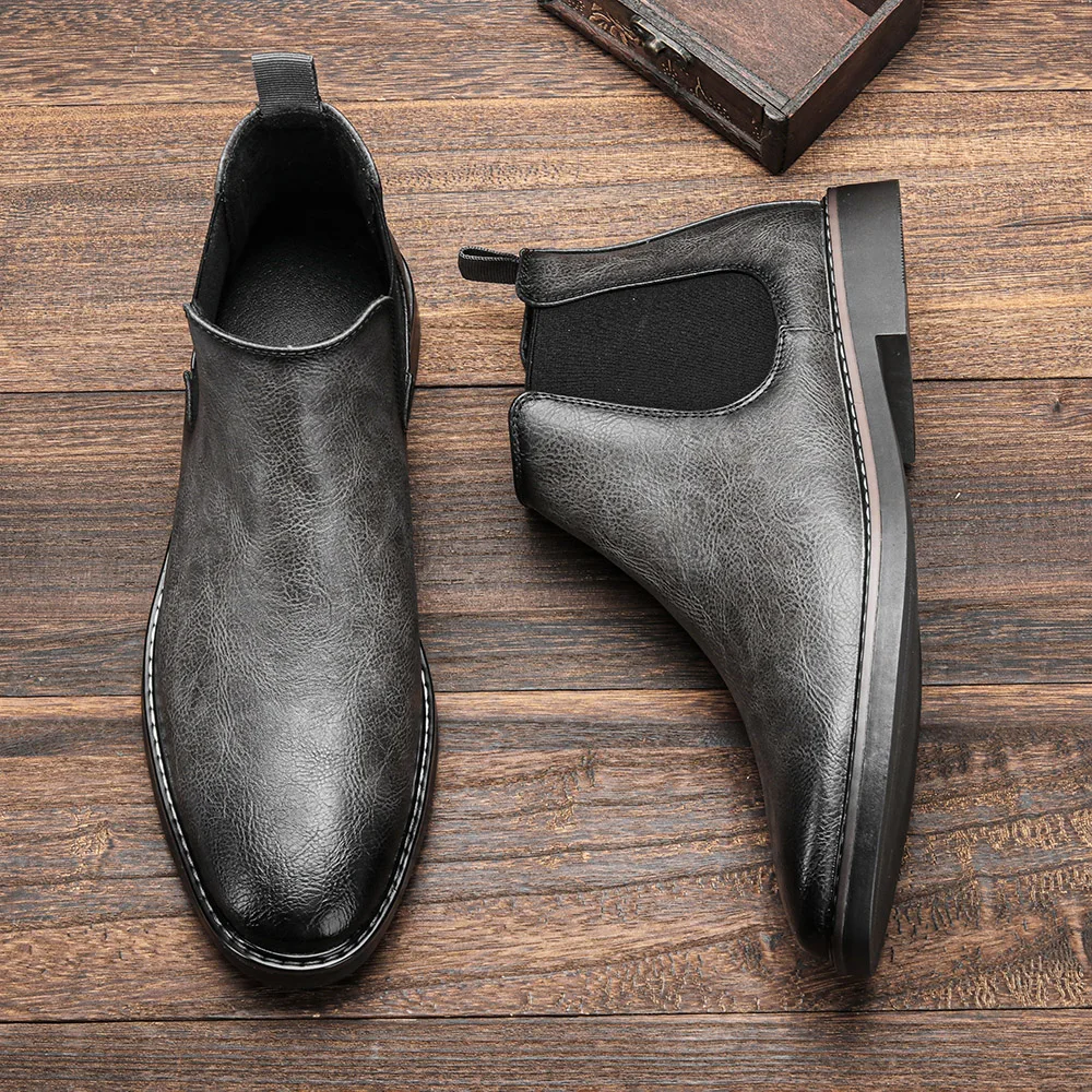 Men Retro Leather Chelsea Boots 40-46