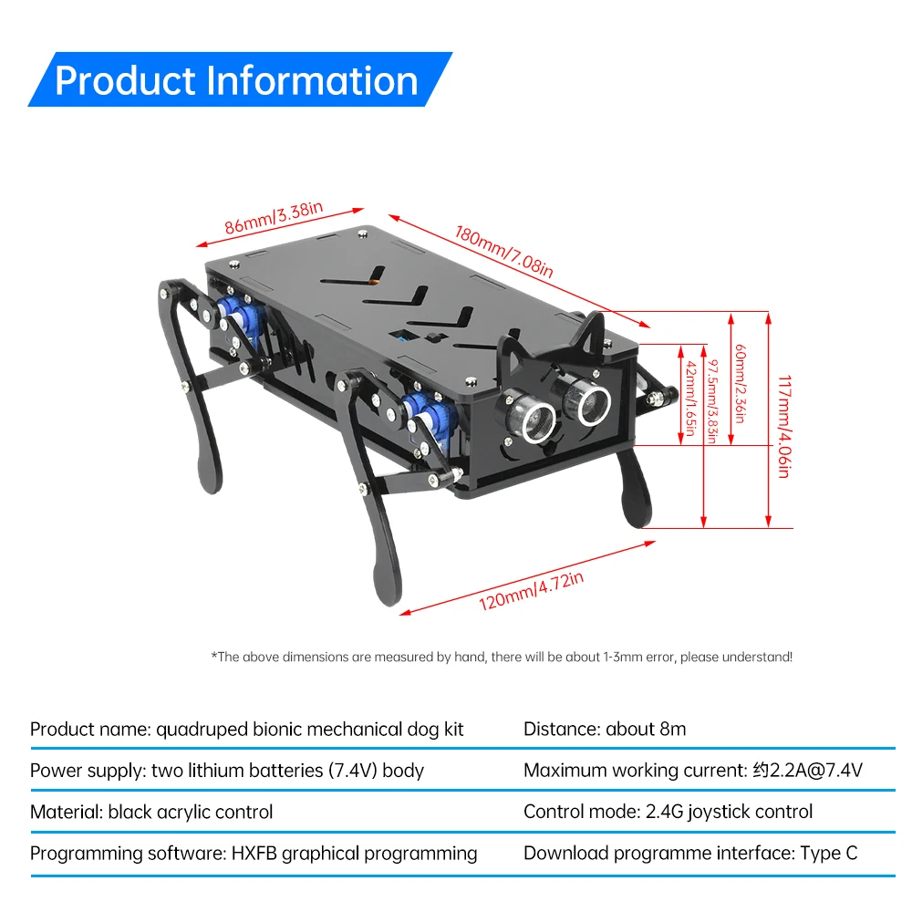 Bionic Mechanical Dog Bionic Intelligent Programming Development Robot Kit elettronico fai da te per animali domestici Programmazione grafica HXFB - immagine 4