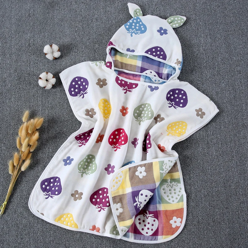6 Layers Gauze Hooded Beach Towel Cotton Baby Cape Towels Soft Poncho Kids Bathing Stuff Babies Washcloth