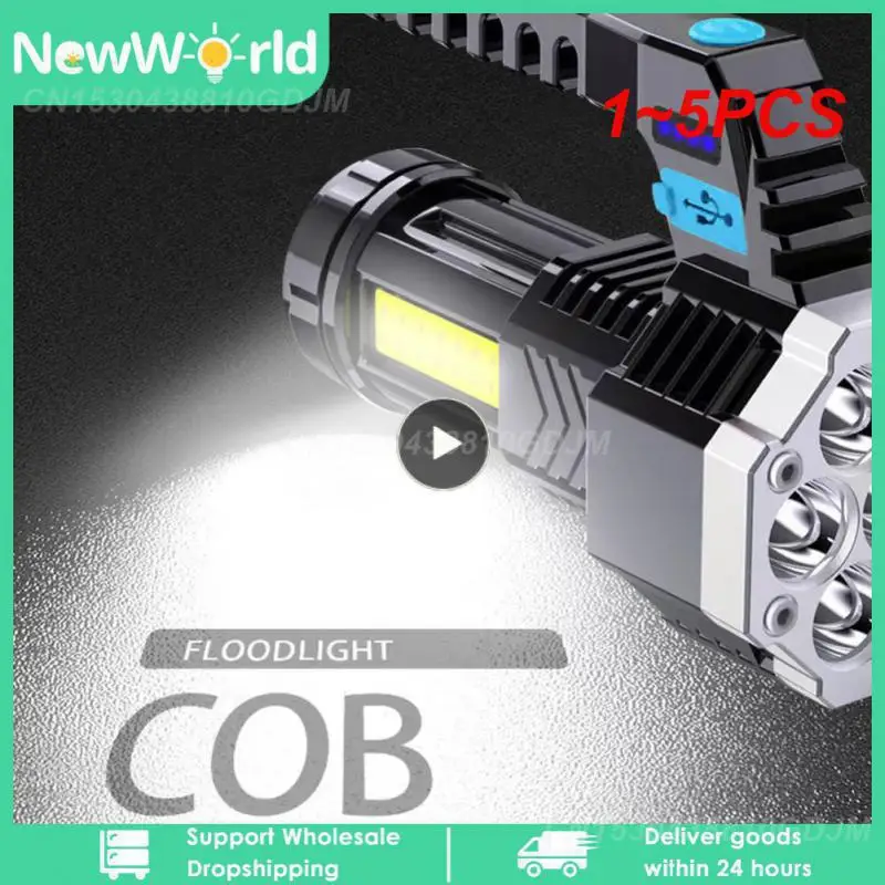 

Фонарики высокой мощности, фонарики с Cob матрицей, легкий внешний фонарь из АБС-пластика, перезаряжаемый фонарик с 7 светодиодами, 1 ~ 5 шт.