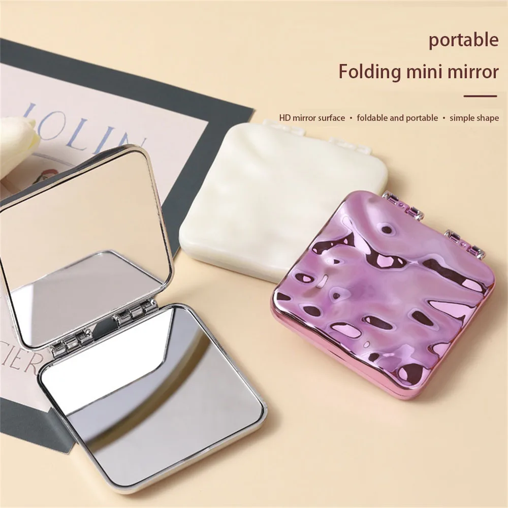 PortableFoldingMirrorElectroplatedSquareMirrorMiniMakeupMirror