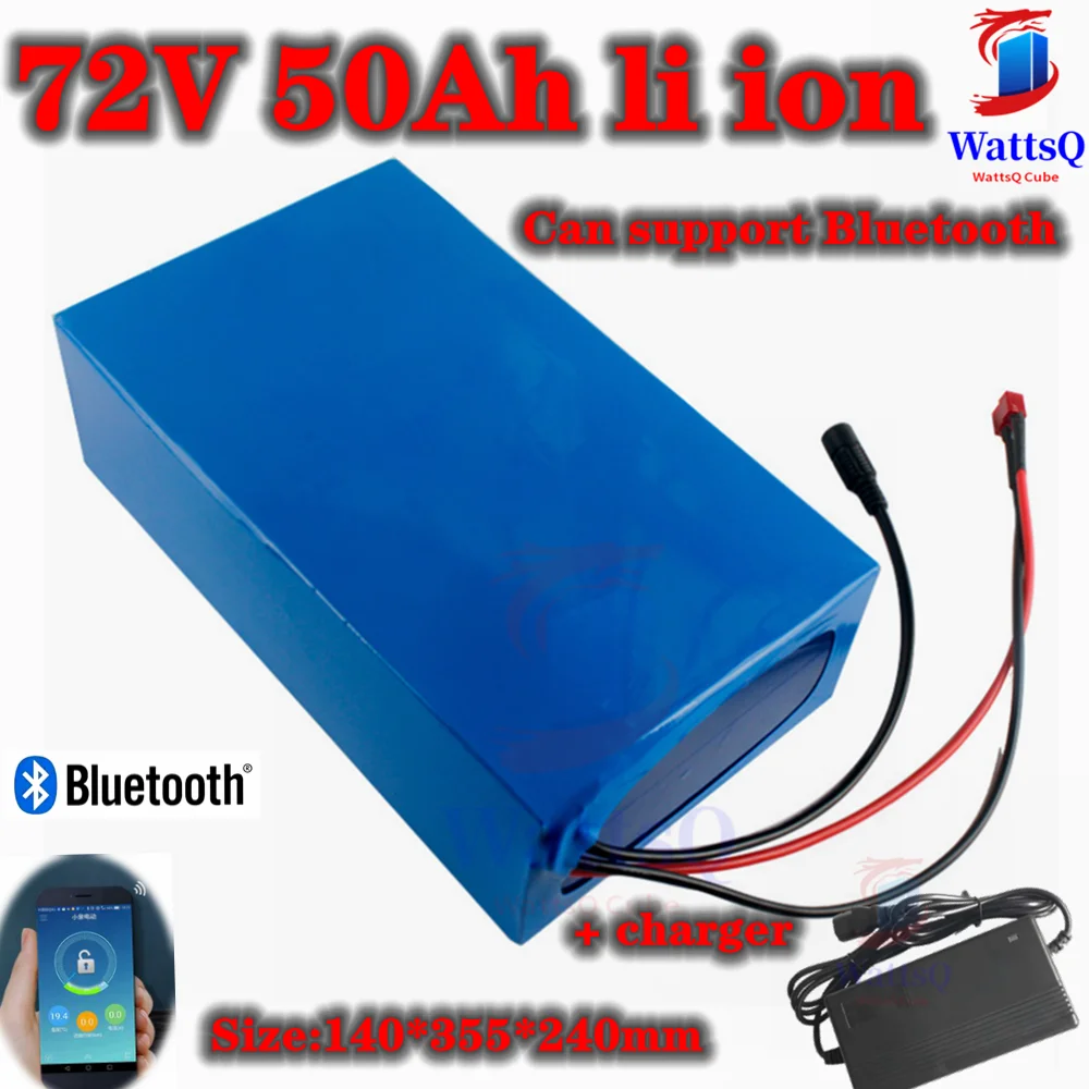 

72v 50Ah lithium ion with Bluetooth APP BMS for 5000W 10KW bicycle scooter bike Motorcycle Forklift Crane truck +10A charger