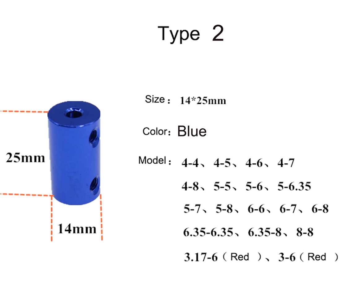 Description Picture 4 of item1Pcs Aluminum Alloy Rigid Shaft Coupler Bore 2/2.3/3/3.17/4/5/6/8mm Motor Coupling Connector Vehicle Ship Aircraft Model Parts