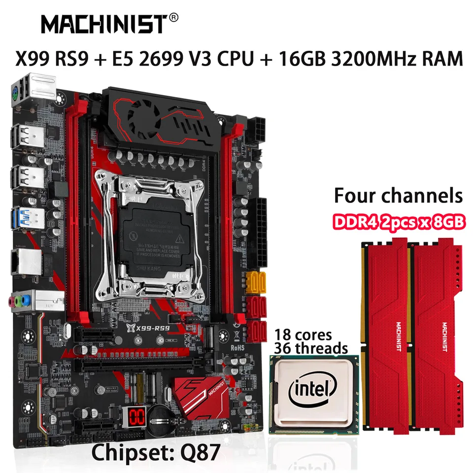 MACHINIST X99 Gaming Motherboard Kit with Xeon E5 2699 V3 CPU DDR4