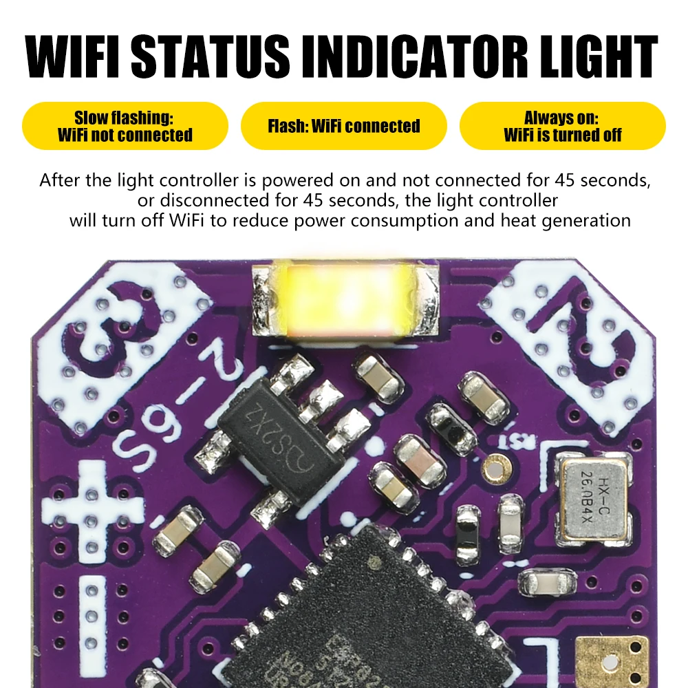 Module LED RVB 2-6S pour Drone FPV - Contrôle WiFi 4 Canaux WS2812B