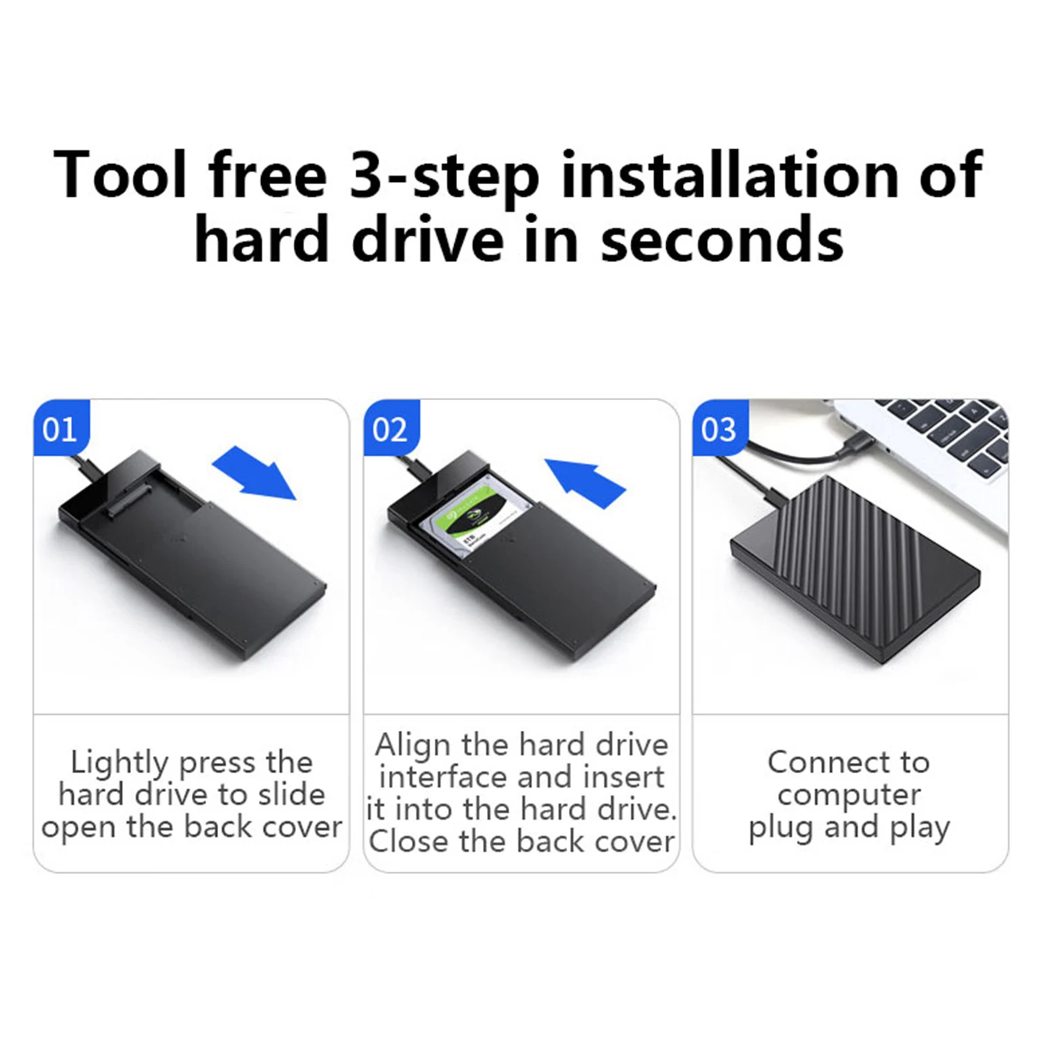 UTHAI Z200 휴대용 2.5인치 하드 드라이브 인클로저 USB 3.0/3.1 분리형 기계식 드라이브 박스(안정적인 5GBPS 전송 포함)