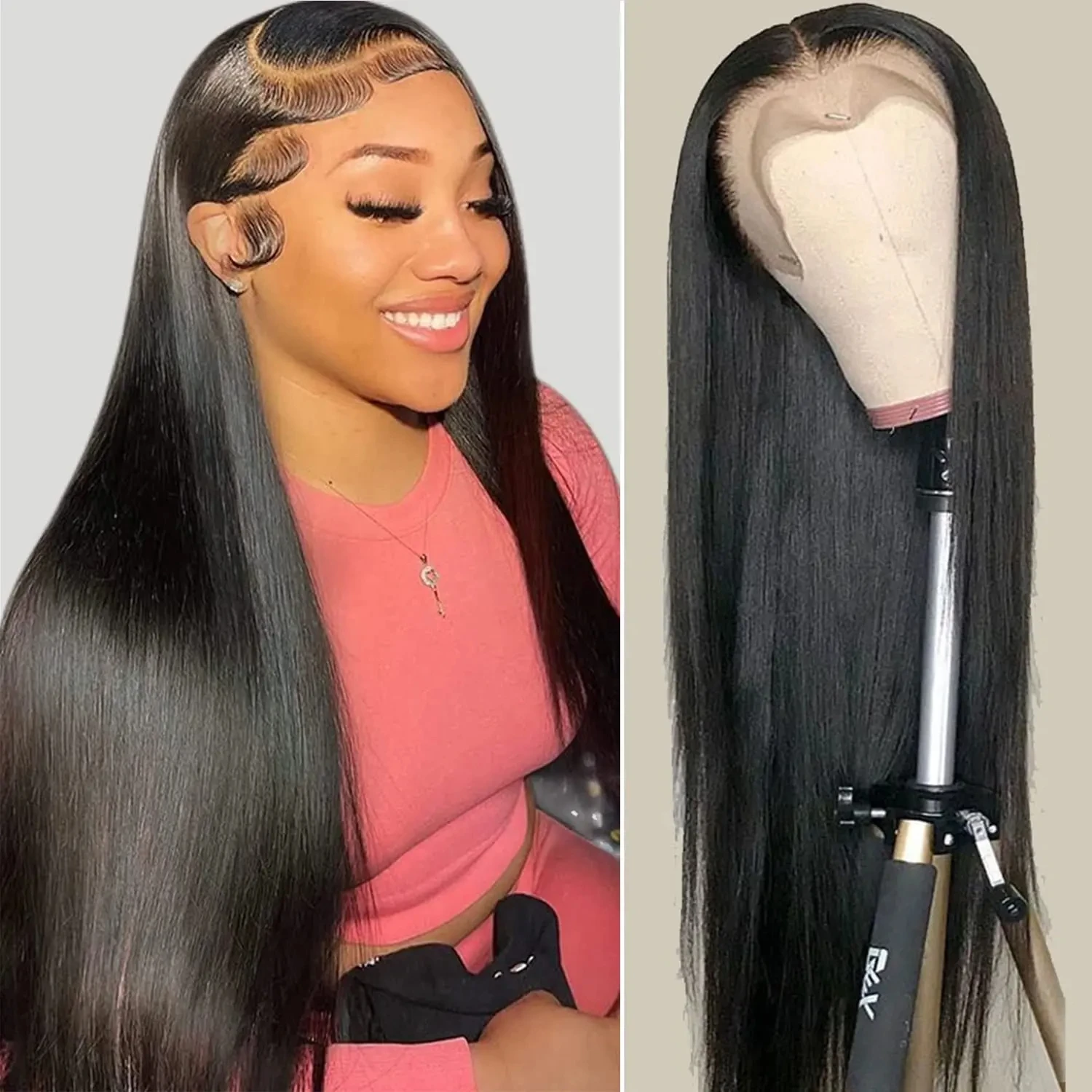 Human Hair Wig Lace Front Wig Human Hair Wigs Front Lace Wig Straight 13x6 HD Lace Frontal Wigs Human Hair Pre Plucked Brazilian Black Wig 13x4 HD Lace Front Human Hair Wigs For Women