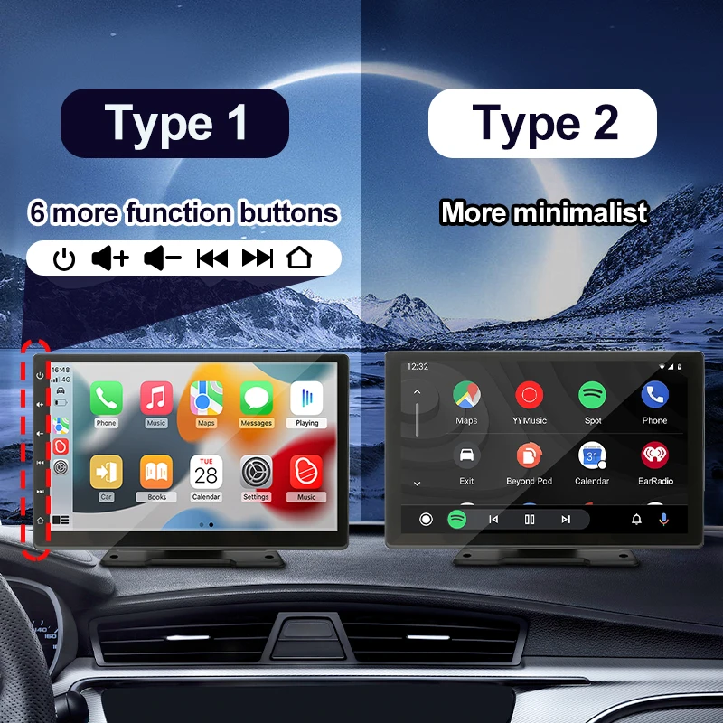 9” Car Radio Wireless CarPlay Android Auto Multimedia Universal Video Player IPS