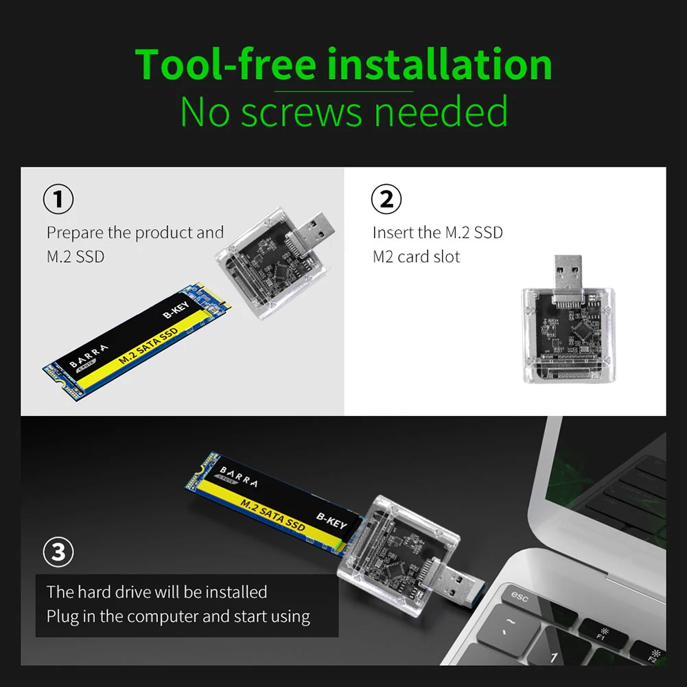 M.2 NGFF SATA SSD Case M.2 To USB 3.0 Gen 1 5Gbps High-speed SSD Enclosure For SATA M.2 NGFF SSD 2242 2260 2280mm Card Adapter ﻿