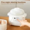 Electric Porridge Soup Pot 200W Mini Ceramic Stew Cooker 1L Capacity Electric Slow Cooker Porridge Soup Pot Automatic Power Off 4