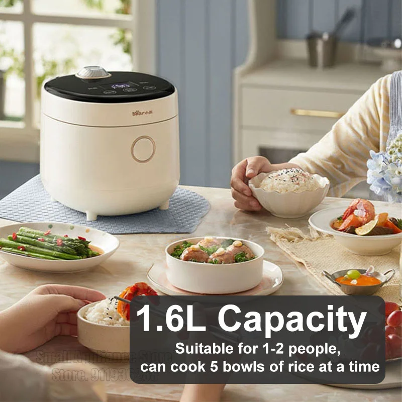 Bear Rice Cooker 8 Cups Cooked, Rice Cooker Small with 6 Cooking